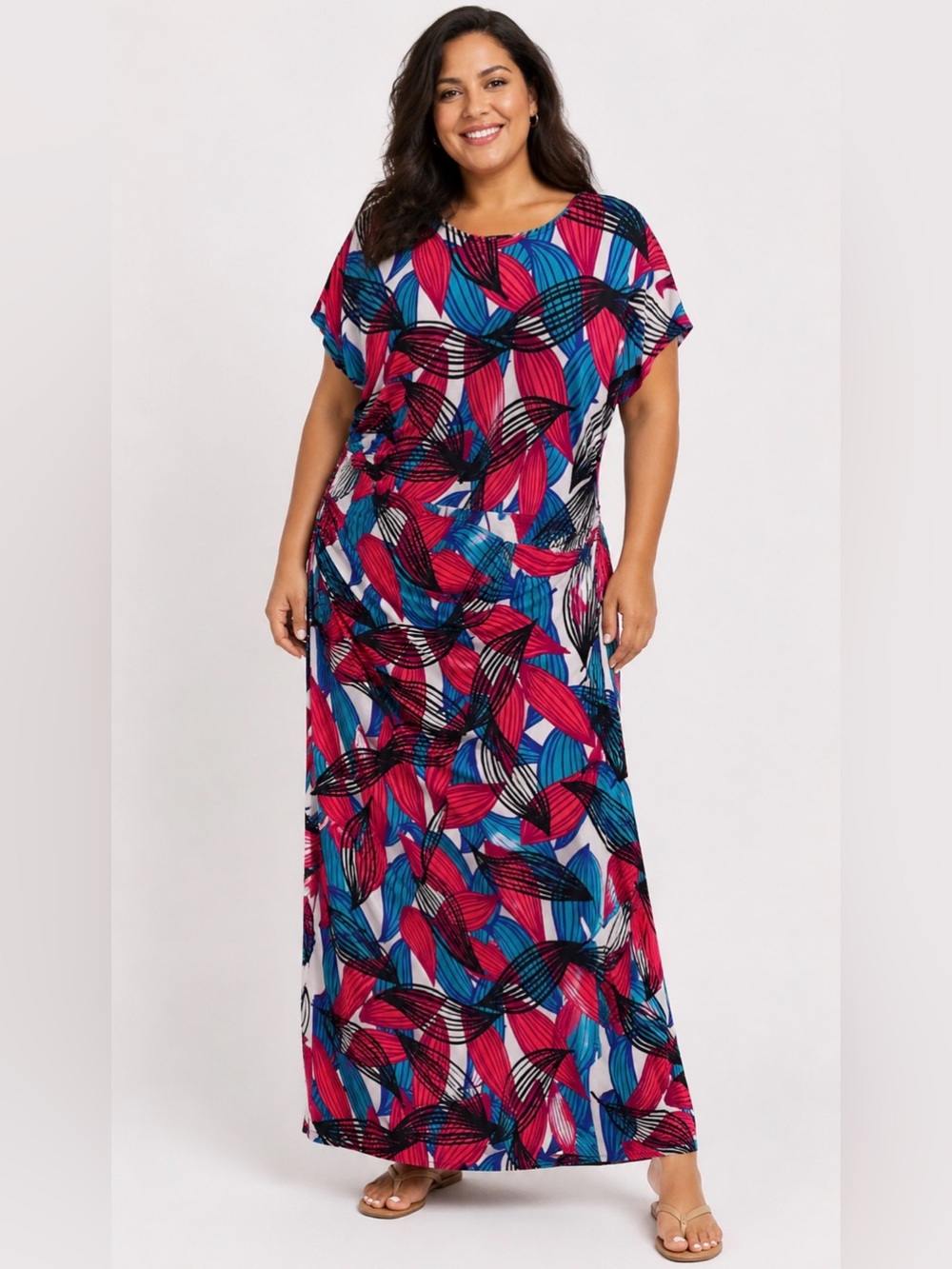 Leota Pink and Blue Patterned Maxi Dress 2X